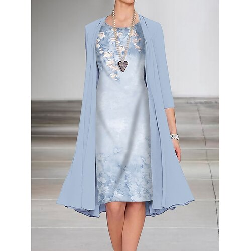 

Per donna Set di vestiti Vestito due pezzi Abito linea A Vestito longuette Rosa Blu Verde Manica a 3/4 Floreale Increspato Inverno Autunno Girocollo Elegante 2023 S M L XL XXL 3XL