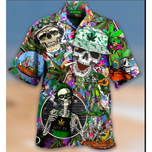 

Homens Camisa Social Camisa de acampamento Camisa Gráfica Camiseta Aloha Orangotango Aberto para a Lateral Verde Impressão 3D Feriado Manga Curta 3D Imprimir Roupa Designer Estilo Praia