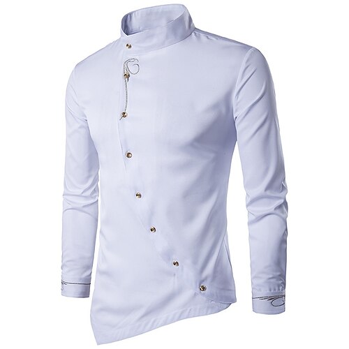 

Men's Vintage Shirt Regular Fit Long Sleeve Turndown Solid Color Polyester White Black Gray 2022