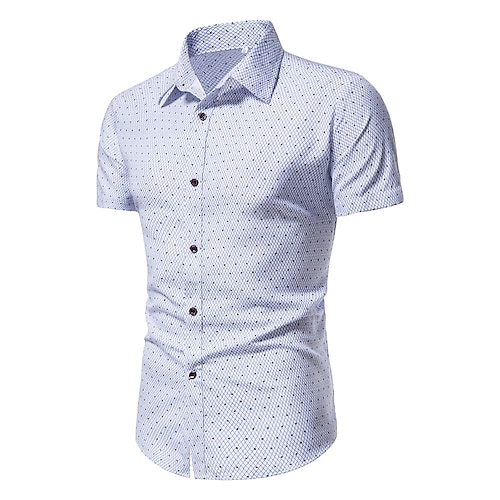 

Homme Chemise Chemise boutonnée Chemise à col Vin Blanche bleu marine Manche Courte Géométrie Col rabattu Eté Mariage Casual Vêtement Tenue Bouton bas