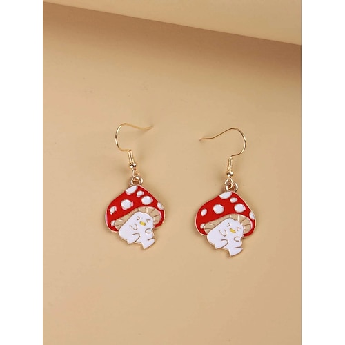 

Women's Drop Earrings Geometrical Mushroom Fashion Vintage Modern French Sweet Earrings Jewelry Red For Gift Holiday Prom Work Festival 1 Pair