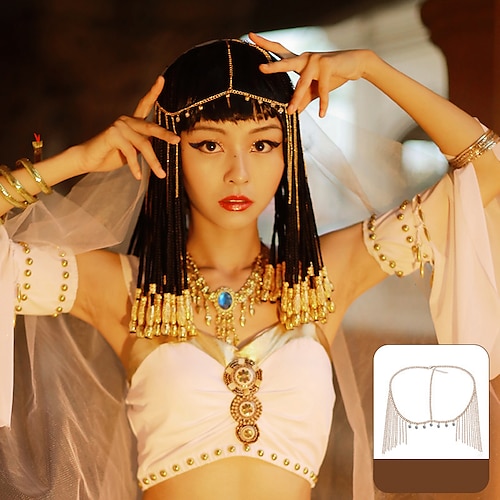 

Per donna Cleopatra Ballerino Danza del ventre Esibizione Danza Costume da ballo stile sveglio Lega Oro Argento Cappelli