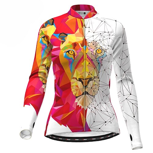 

21Grams Women's Cycling Jacket Cycling Jersey Long Sleeve Bike Jacket Top with 3 Rear Pockets Mountain Bike MTB Road Bike Cycling Thermal Warm Warm Breathable Quick Dry White Animal Polyester Sports