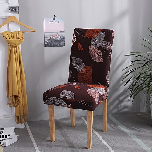 

Leaf Printed Stretch Spandex Dining Chair Cover, Stretch Chair Cover, Chair Protector Cover Seat Slipcover with Elastic Band for Dining Room,Wedding, Ceremony, Banquet,Home Decor