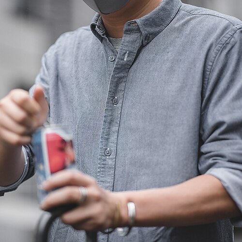 

Men's Shirt Solid Colored Turndown Street Casual Button-Down Long Sleeve Tops Casual Blue Gray Light Blue Summer Shirts