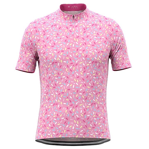 

21Grams Men's Cycling Jersey Short Sleeve Bike Top with 3 Rear Pockets Mountain Bike MTB Road Bike Cycling Breathable Quick Dry Moisture Wicking Reflective Strips Rosy Pink Polka Dot Polyester Spandex