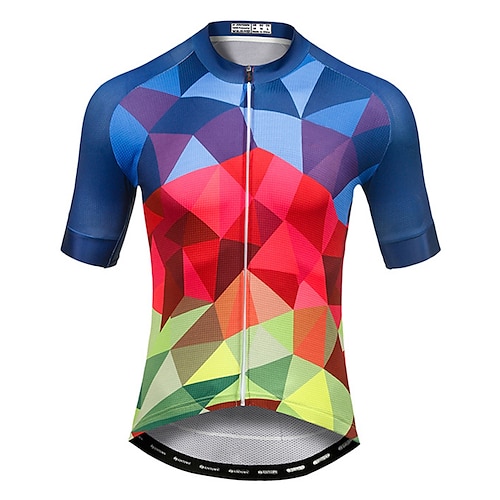 

21Grams Men's Cycling Jersey Short Sleeve Bike Top with 3 Rear Pockets Mountain Bike MTB Road Bike Cycling Breathable Quick Dry Moisture Wicking Reflective Strips Blue Polyester Spandex Sports