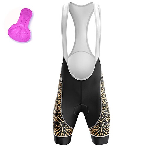 

21Grams Women's Cycling Bib Shorts Bike Bib Shorts Mountain Bike MTB Road Bike Cycling Sports Floral Botanical 3D Pad Cycling Breathable Quick Dry Black Polyester Spandex Clothing Apparel Bike Wear