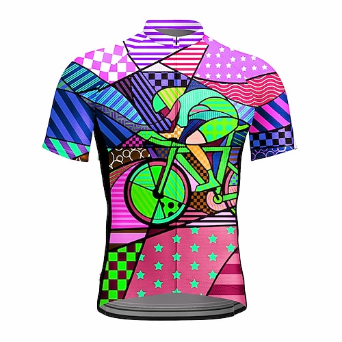 Men's Lgbt Pride Rainbow Flag Short Sleeve Cycling Jersey Only 7XL by OCG