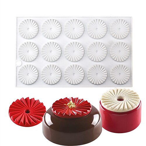 

15 Cavity Origami Round Shape Dessert Decoration Tools DIY Chocolate Mousse Mould Pastry Wedding Cake Baking Tool