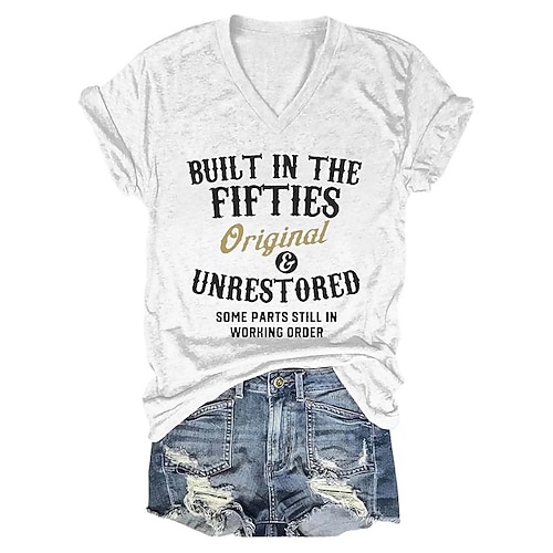 

Women's Plus Size Tops Blouse Letter Short Sleeve V Neck Streetwear Daily Beach Cotton Spring Summer Green White