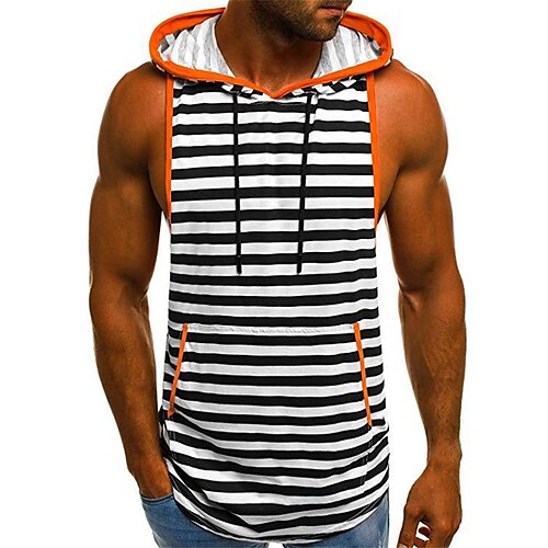 

Men's T shirt Tee Tank Top Vest Top Undershirt Sleeveless Shirt Striped Hooded Casual Daily Short Sleeve Print Clothing Apparel Sports Fashion Lightweight Muscle