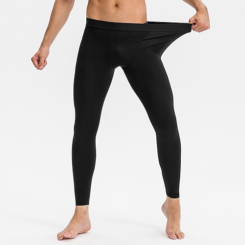 

Men's Running Tights Leggings Compression Pants Compression Clothing Athletic Spandex Breathable Quick Dry Moisture Wicking Fitness Gym Workout Running Sportswear Activewear Solid Colored Black Dark