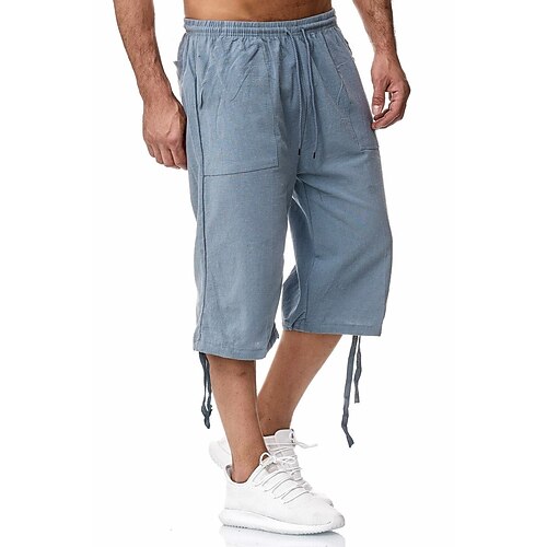 

Men's Sweatpants Drawstring Pocket Linen Solid Color Sport Athleisure Bottoms Breathable Soft Comfortable Everyday Use Street Casual Athleisure Daily Activewear Outdoor