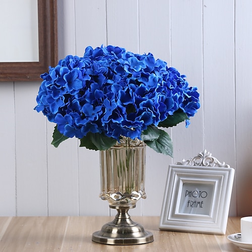 

5 Heads Artificial Hydrangeas Flowers Bouquet Home Decorations Wedding Party Artificial Flowers Tabletop Display