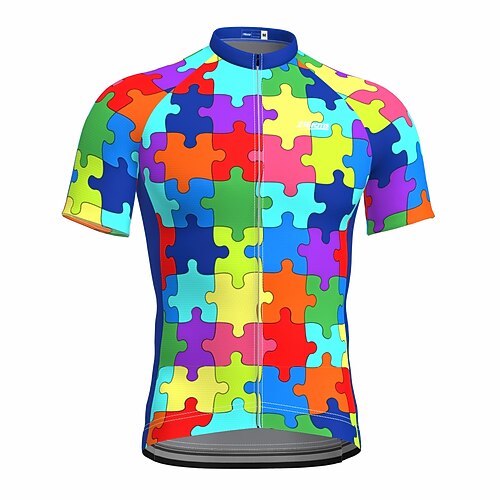 

21Grams Men's Cycling Jersey Short Sleeve Bike Top with 3 Rear Pockets Mountain Bike MTB Road Bike Cycling Breathable Quick Dry Moisture Wicking Reflective Strips Blue Graphic Polyester Spandex Sports