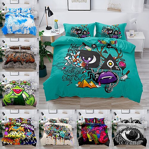 

Street Graffiti Duvet Cover Set Bedding Sets Comforter Cover Home Hotel Adult, Queen/King Size/Twin/Single(1 Duvet Cover, 1 Or 2 Pillowcases Shams) 3D Digital Print