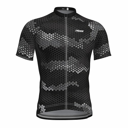 

21Grams Men's Cycling Jersey Short Sleeve Bike Top with 3 Rear Pockets Mountain Bike MTB Road Bike Cycling Breathable Quick Dry Moisture Wicking Reflective Strips Black Camo / Camouflage Polyester