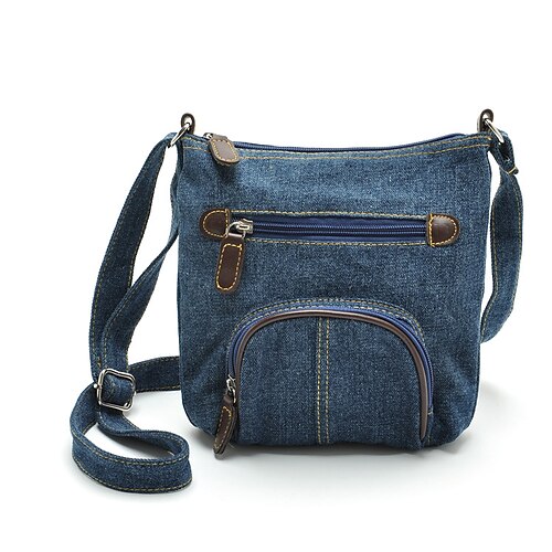 

new classic european and american style casual bag tannin blue denim front pocket one shoulder diagonal women's bag