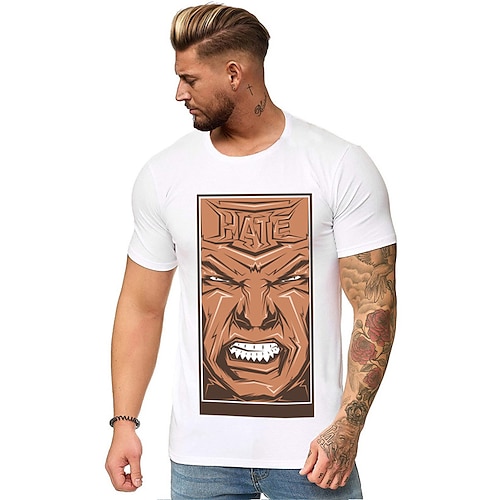 

Hombre Camiseta Graphic Caricatura Cuello Barco Azul Piscina Rojo Blanco Negro Estampado en caliente Casual Diario Manga Corta Estampado Ropa Algodón Deportes Moda Ligeras Grande y alto / Verano