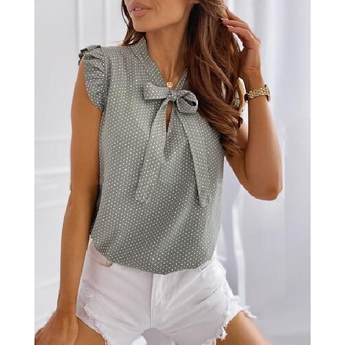 

Per donna Blusa Canotte Lake Green Rosa Blu Lacci Elegante S