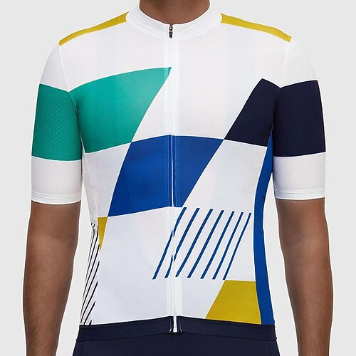 

21Grams Men's Cycling Jersey Short Sleeve Bike Top with 3 Rear Pockets Mountain Bike MTB Road Bike Cycling Breathable Quick Dry Moisture Wicking Reflective Strips White Polyester Spandex Sports