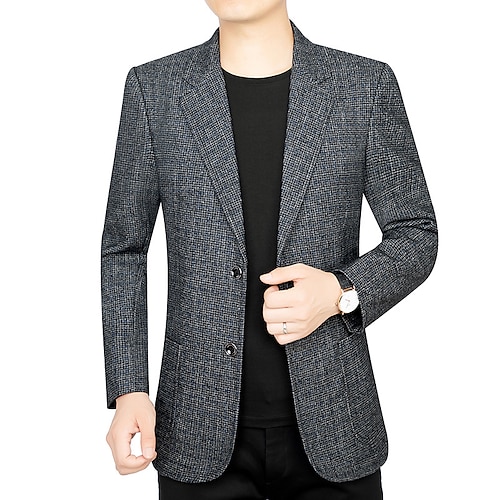 

Men's Casual Blazer Regular Regular Fit Plaid / Check Blue Gray 2022