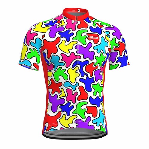 

21Grams Men's Cycling Jersey Short Sleeve Bike Top with 3 Rear Pockets Mountain Bike MTB Road Bike Cycling Breathable Quick Dry Moisture Wicking Reflective Strips Red Graphic Polyester Spandex Sports