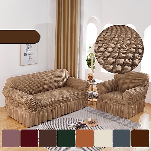 L Shape Lattice Jacquard Couch Elastic Waterproof Sofa Cover Slipcover Protector 