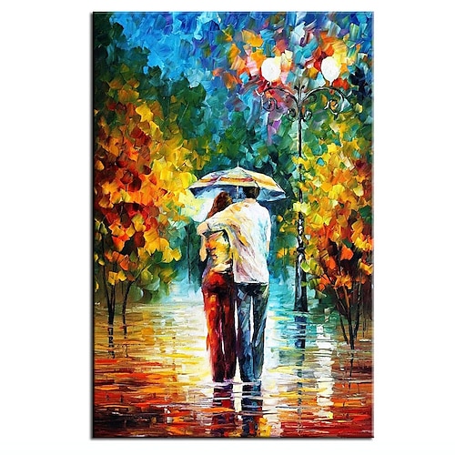 

Oil Painting Handmade Hand Painted Wall Art Modern Palette Knife Park Landscape Lover Abstract Valentine's Day Gift Home Decoration Decor Stretched Frame Ready to Hang