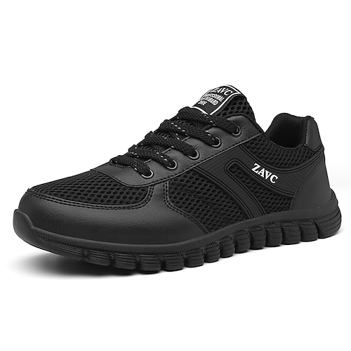 

Men's Sneakers Comfort Shoes Sporty Casual Outdoor Daily Hiking Shoes Walking Shoes Mesh Black / White Black Spring Summer