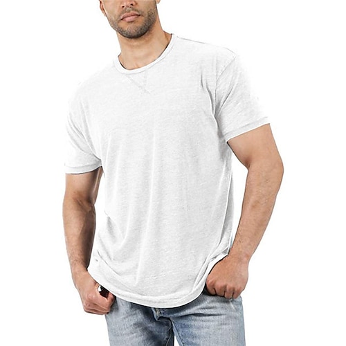 

Homme T shirt Tee Couleur unie Col Ras du Cou Vert Bleu Violet Kaki Marron Casual du quotidien Manches Courtes Vêtement Tenue Sportif Mode Léger Grand et grand / Eté