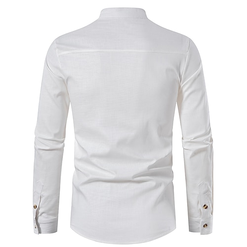 

Men's Shirt Solid Colored Stand Collar Casual Daily Long Sleeve Tops Casual Fashion White Army Green Khaki Summer Shirts