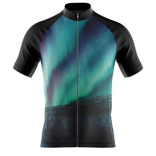

21Grams Men's Cycling Jersey Short Sleeve Bike Top with 3 Rear Pockets Mountain Bike MTB Road Bike Cycling Breathable Quick Dry Moisture Wicking Reflective Strips Green Graphic Polyester Spandex