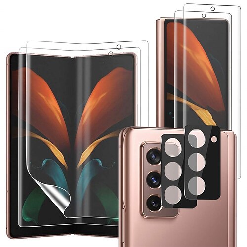 

2 Sets Screen Protectors 2 Tempered Glass Camera Protectors for Samsung Galaxy Z Fold 2 5G Anti-bubble TPU 3D Full Coverage Soft Screen Protector