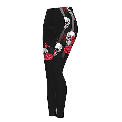 

21Grams Women's Cycling Tights Bike Pants Tights Mountain Bike MTB Road Bike Cycling Sports Graphic Skull Sugar Skull 3D Pad Warm Breathable Quick Dry Green Yellow Polyester Clothing Apparel Bike Wear