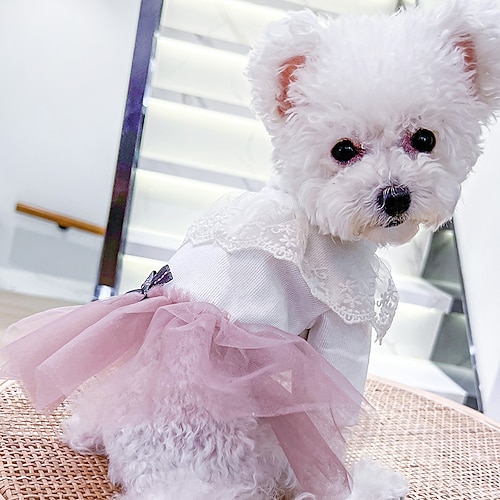 

Dog Clothes Lotus Powder Princess Gauze Skirt for Dog And Cat Clothes Teddy Bear Small And Medium