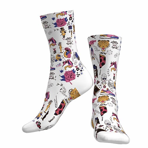 

Socks Cycling Socks Men's Women's Outdoor Exercise Bike / Cycling Breathable Soft Comfortable 1 Pair Graphic Cartoon Cotton White S M L / Stretchy