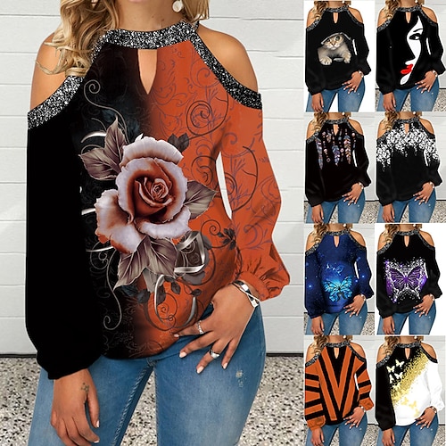 

new print explosive elements spring hot selling cross-border women's clothing halter button silver edge off-the-shoulder top