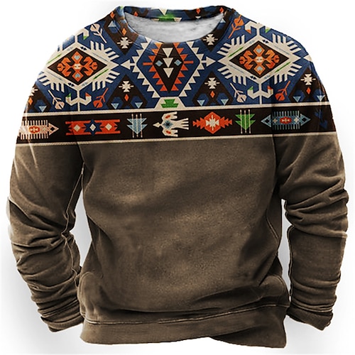 

Men's Sweatshirt Pullover Purple Camel Khaki Brown Crew Neck Plaid Graphic Prints Print Sports Outdoor Casual Daily 3D Print Basic Designer Casual Spring Fall Clothing Apparel Hoodies