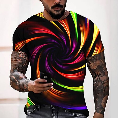 

Men's T shirt Tee Tee Graphic Round Neck Black 3D Print Casual Daily Short Sleeve 3D Print Clothing Apparel Fashion Cool Designer Comfortable / Summer / Summer