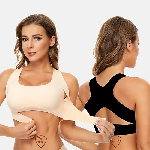 

Women's Sports Bra Medium Support Summer Open Back Cross Back Solid Color Black / Yellow Black Nylon Yoga Fitness Gym Workout Bra Top Sport Activewear Breathable Quick Dry Comfortable Stretchy Slim