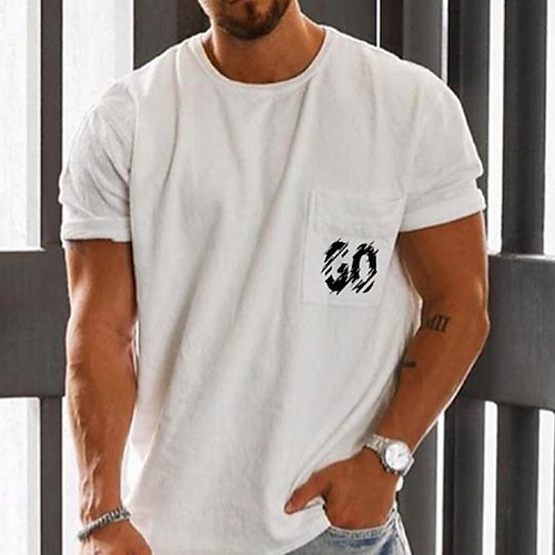 

Men's T shirt Tee Graphic Letter Crew Neck White Casual Daily Short Sleeve Print Clothing Apparel Sports Fashion Lightweight Big and Tall / Summer