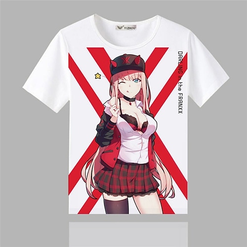 

Inspired by Darling in the Franxx Zero Two 02 T-shirt Cartoon Manga Anime Harajuku Graphic Kawaii T-shirt For Men's Women's Unisex Adults' 3D Print 100% Polyester