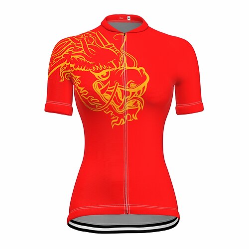 

21Grams Mulheres Camisa para Ciclismo Manga Curta Moto Blusas com 3 bolsos traseiros Ciclismo de Montanha Ciclismo de Estrada Respirável Secagem Rápida Pavio Humido Tiras Refletoras Vermelho Dragão