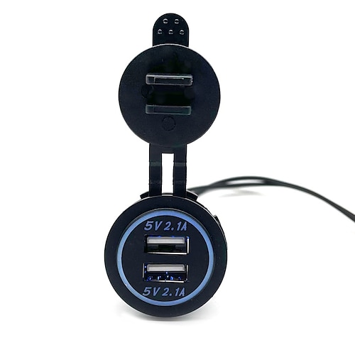 

Dual USB Charger Socket Power Outlet - 2.1A & 2.1A for Car Boat Marine Mobile with Wire Fuse DIY Kit 1PCS