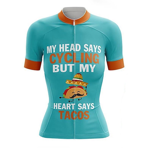 

21Grams Women's Cycling Jersey Short Sleeve Bike Top with 3 Rear Pockets Mountain Bike MTB Road Bike Cycling Breathable Quick Dry Moisture Wicking Reflective Strips Blue Cartoon Polyester Spandex