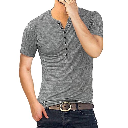 

Men's Running Shirt V Neck Cotton Color Block Sport Athleisure Tee Tshirt Shirt Short Sleeve Breathable Quick Dry Moisture Wicking Soft Gym Workout Running Active Training Jogging Exercise Athletic