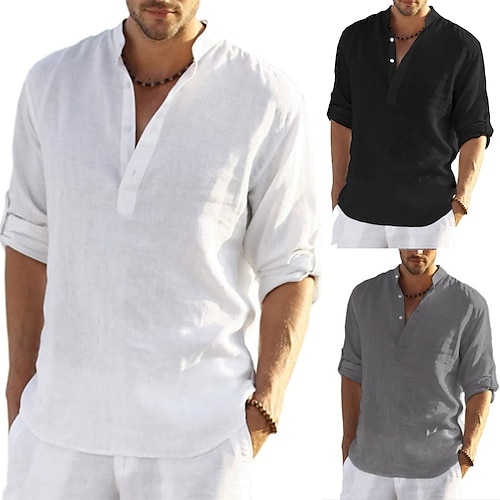 

Men's 100% Cotton Non-Printing Shirt Long Sleeve Tops Business Elegant Daily