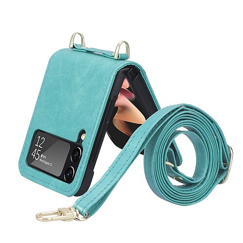 

telefono Custodia Per Samsung Galaxy Per retro Z Flip 3 Portatile Porta-carte di credito Resistente agli urti Tinta unita pelle sintetica